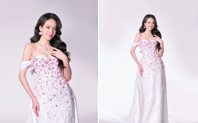 Thanh Thuy reveals evening gown for Miss International finale